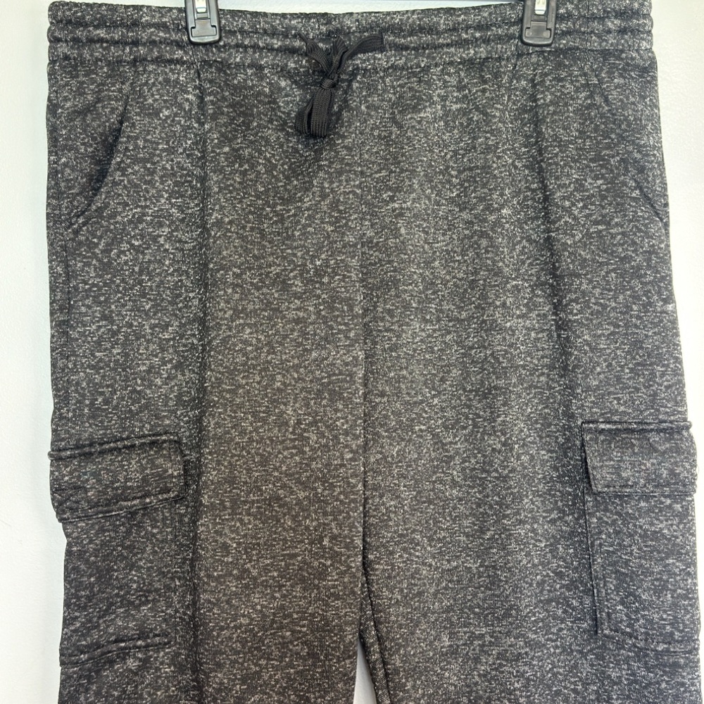 Open Trails Men Polyester Cargo Jogger Sweat Pants, Heather Black Size Large